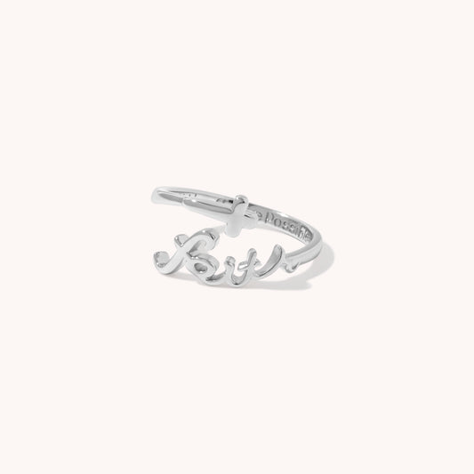 Found 'Faith' Script Ring (Adjustable) - 925 Silver