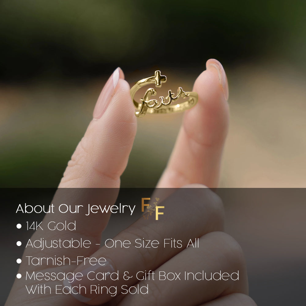 Found 'Faith' Script Ring (Adjustable) - Gold