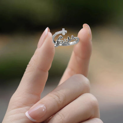 Faith Script Birthstone Ring - Silver