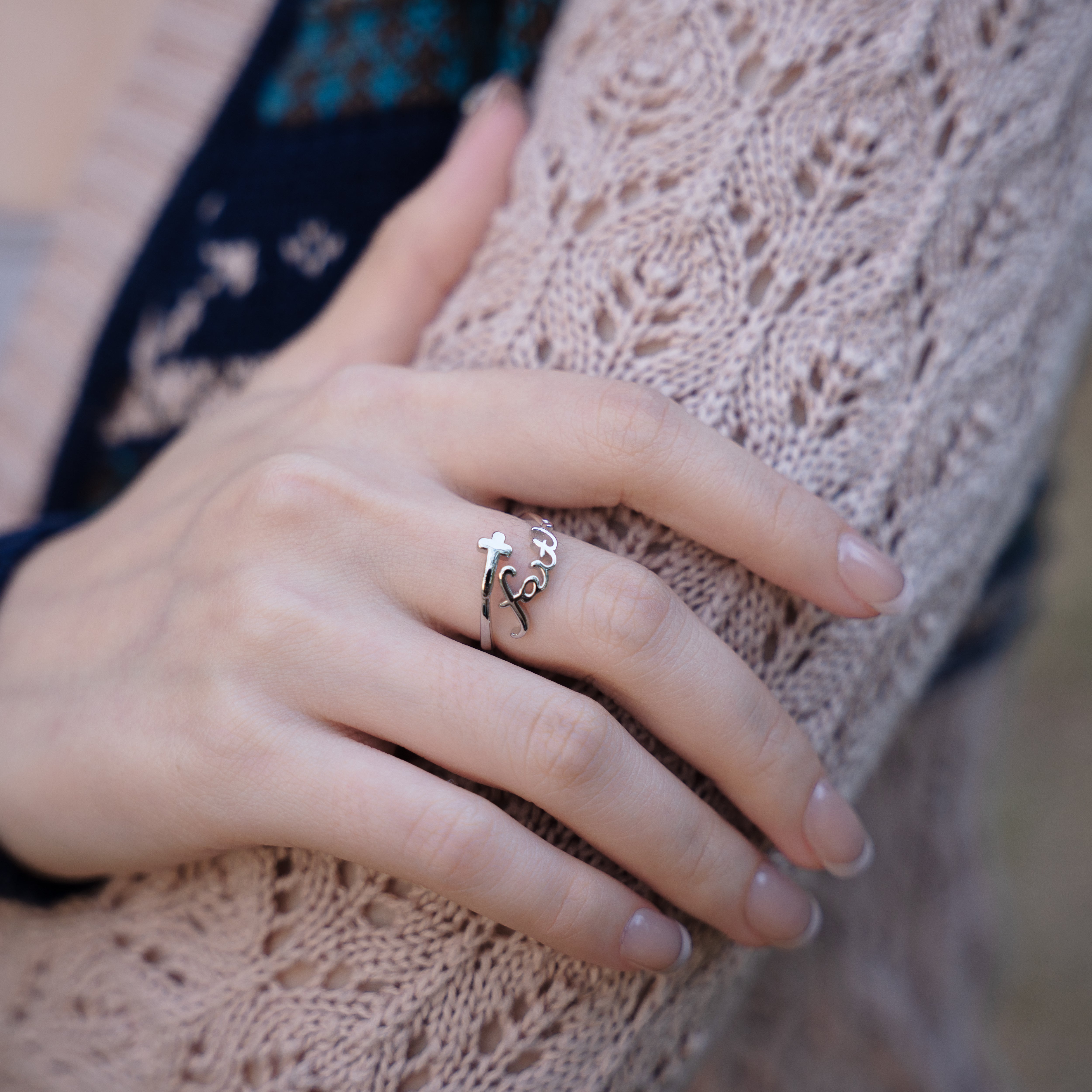 Found 'Faith' Script Ring (Adjustable) - 925 Silver
