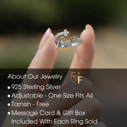 Faith Script Birthstone Ring - Silver