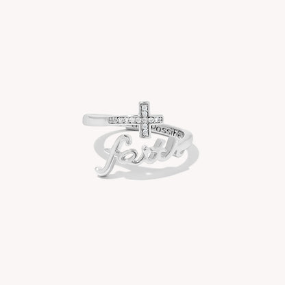 Faith Script Birthstone Ring - Silver