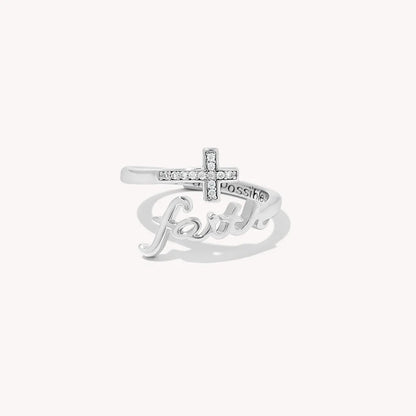 Faith Script Birthstone Ring - Silver